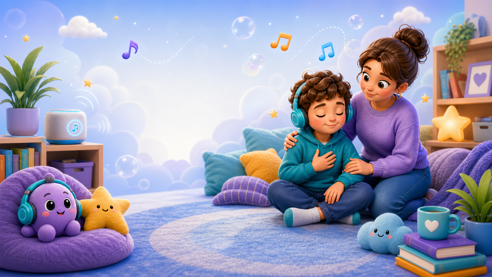 KidNation-style calming music hero image for an after-school reset blog post