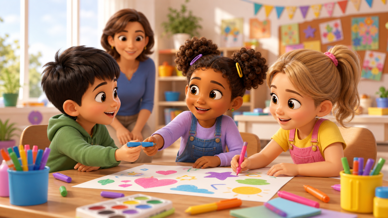 Share activity for kids in polished KidNation 3D style