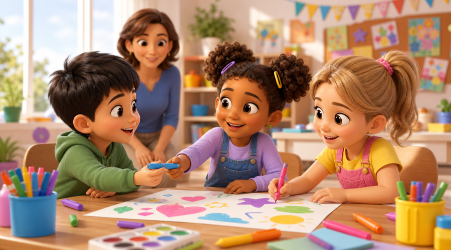 Share activity for kids in polished KidNation 3D style