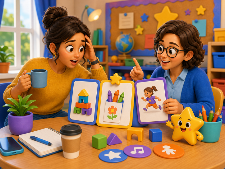 KidNation style parent and teacher choosing one simple activity