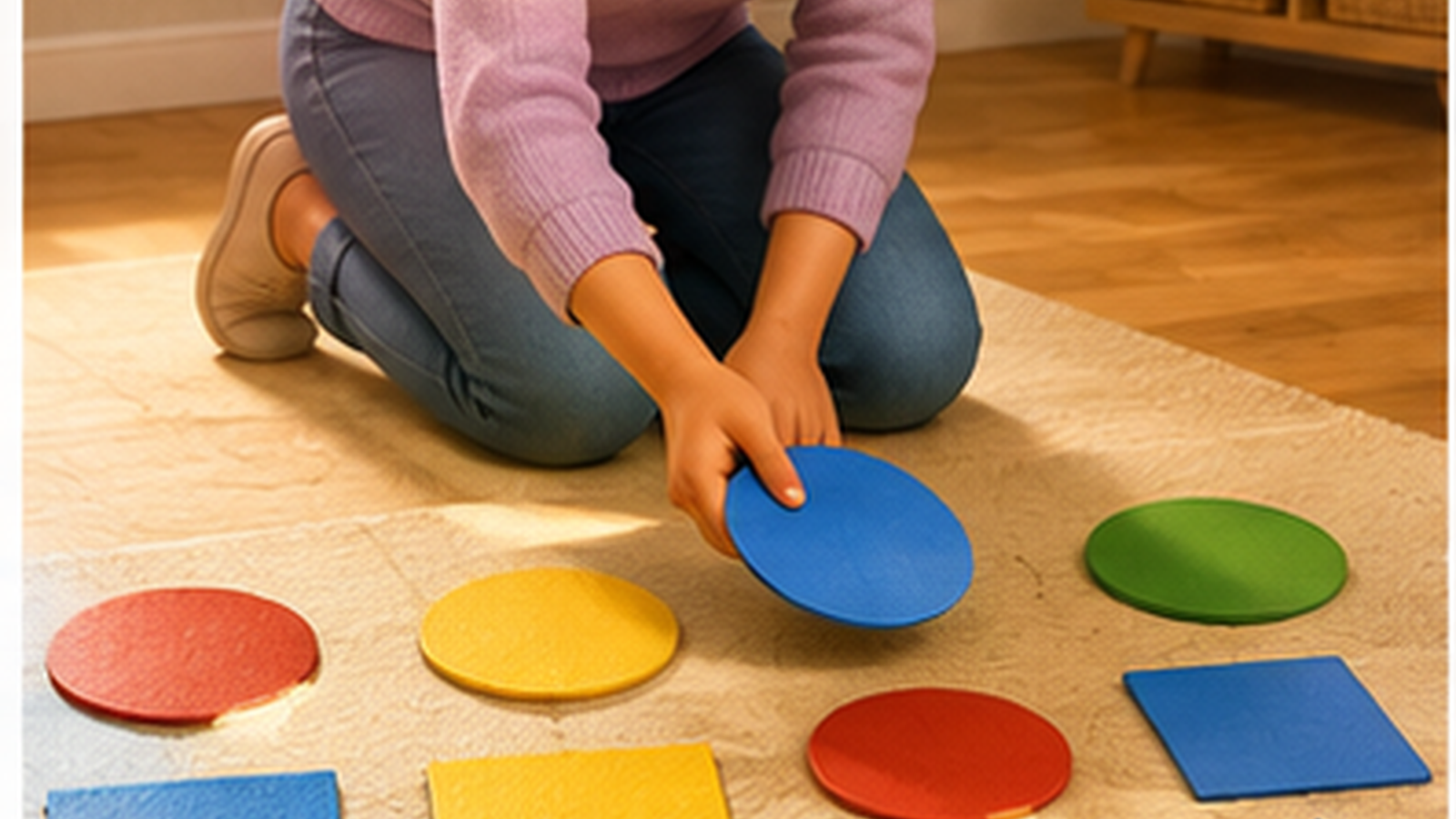 An Indoor Color-and-Shape Sorting Relay for Kids — activity introduction