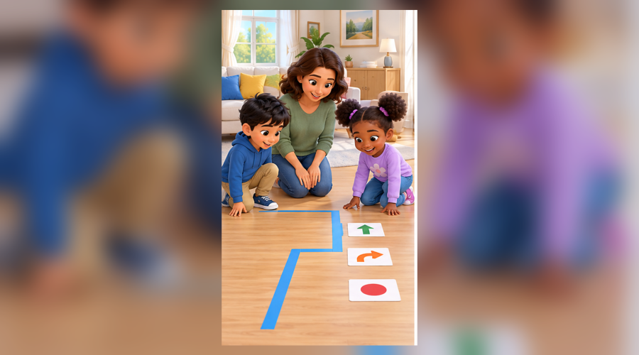 A Tape Path Direction Game for Kids — activity introduction