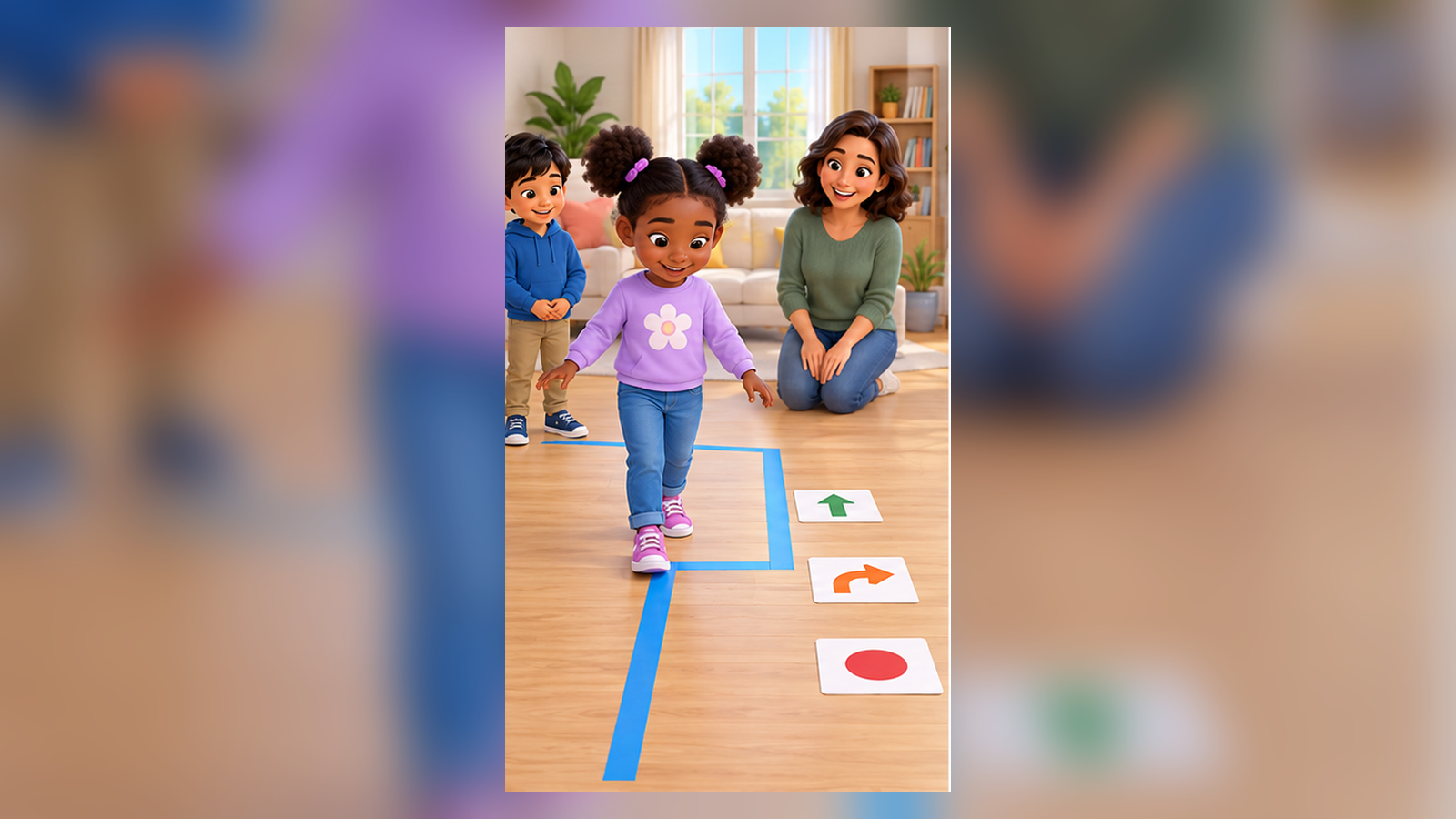 A Tape Path Direction Game for Kids — guided practice