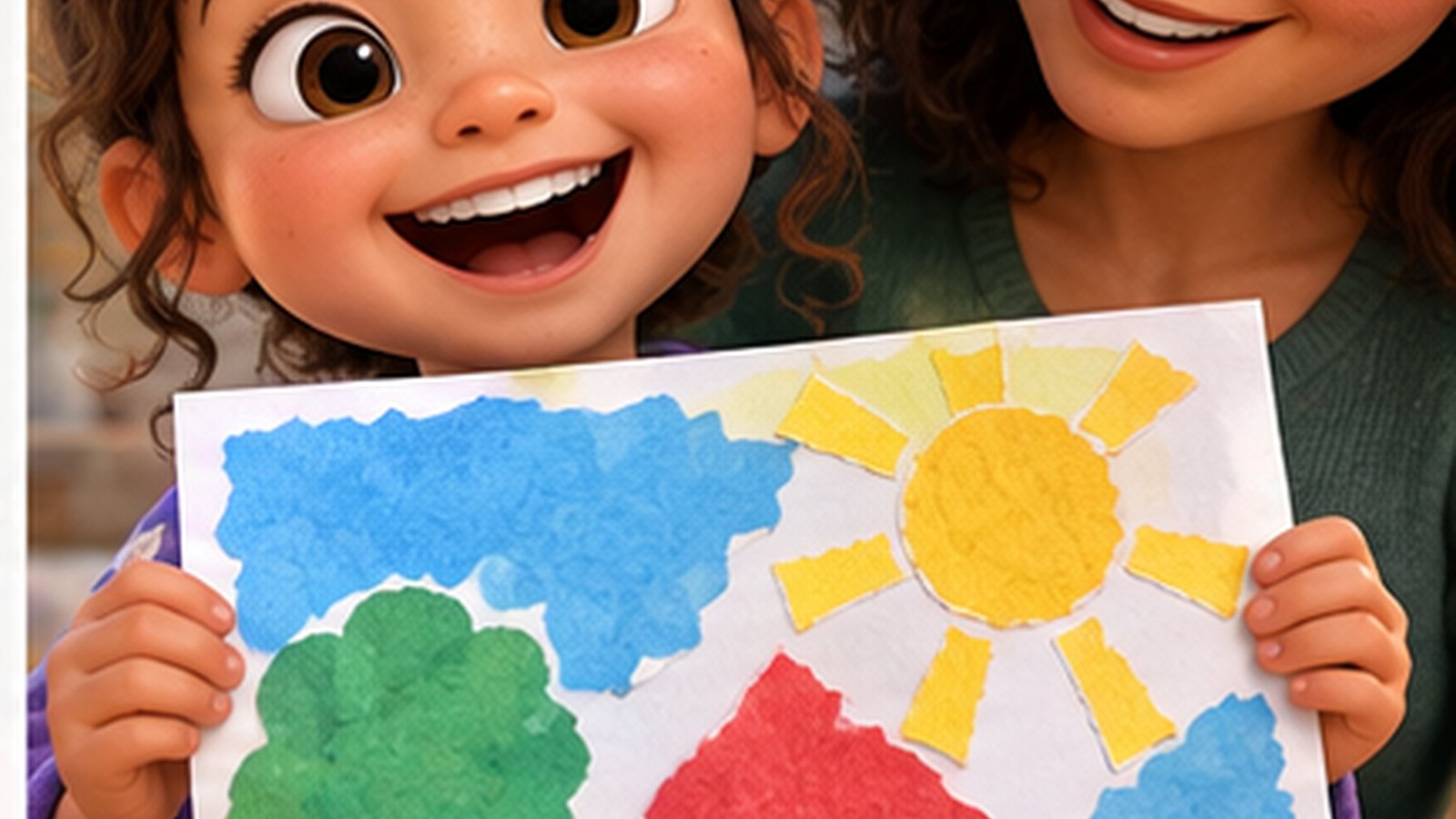 A Torn-Paper Shape Collage for Kids — positive result
